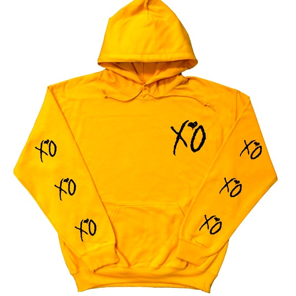 XO Hoodie Gold with Black Designs - Picture 1 of 2